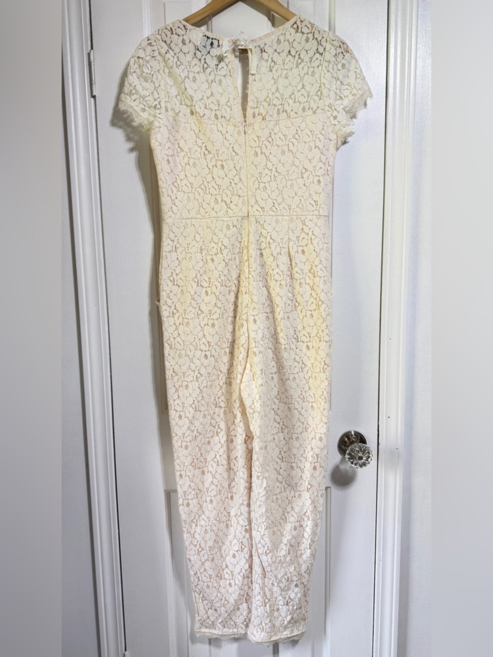 Fire Los Angeles Cream Lace Jumpsuit Womens Size large Soft Lined Pockets - Picture 4 of 8